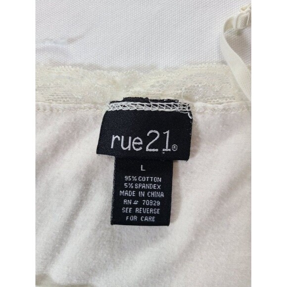 2-Pack Lace Trim Camisoles Rue21 Cream L & Old Navy Blue XS Spaghetti Strap - Picture 7 of 9